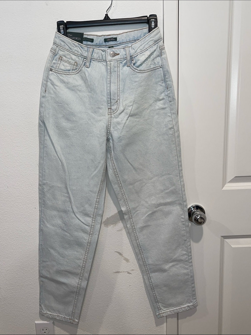 Light Wash High-Rise Straight Jeans